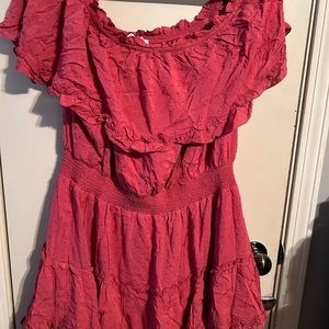 Ross colored off the shoulder dress with layers